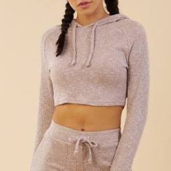 Gymshark Tops | Gym Shark Slounge Cropped Hoodie | Color: Red | Size: M | Jessenia930's Closet